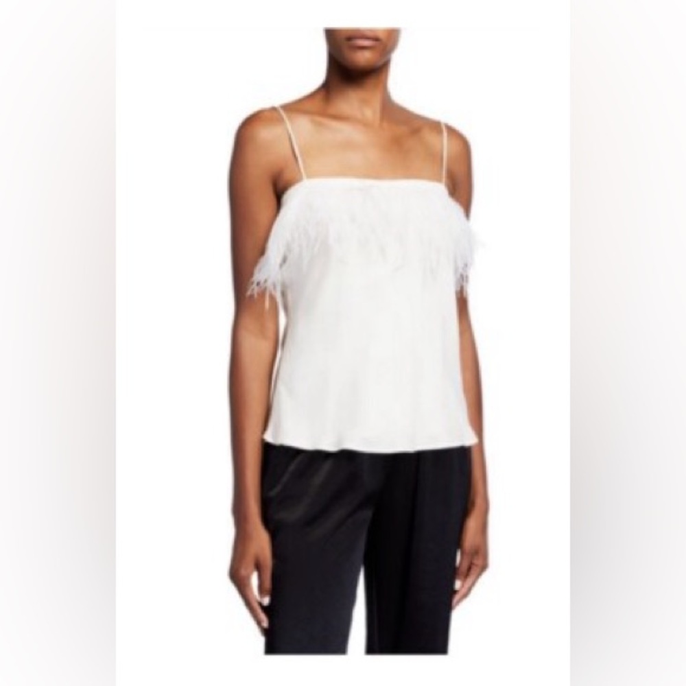 Milly Ivory Feather Embellished Blouse